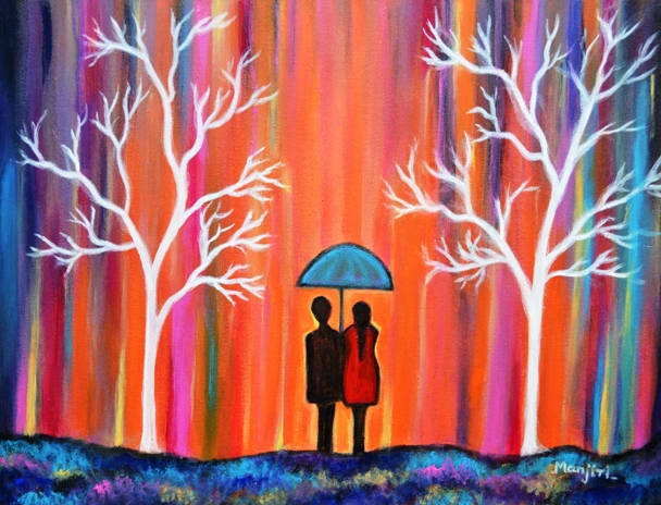 COLORS OF LOVE ROMANTIC COLORFUL RAINY PAINTING