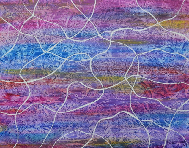 ENTANGLED ABSTRACT PAINTING ON YUPO PAPER