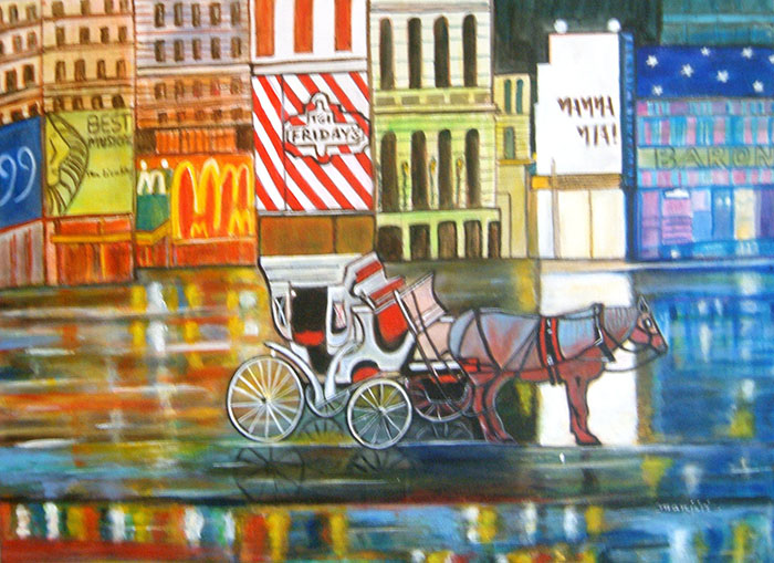 EVENING IN NEW YORK A VIBRANT PAINTING ON CANVAS