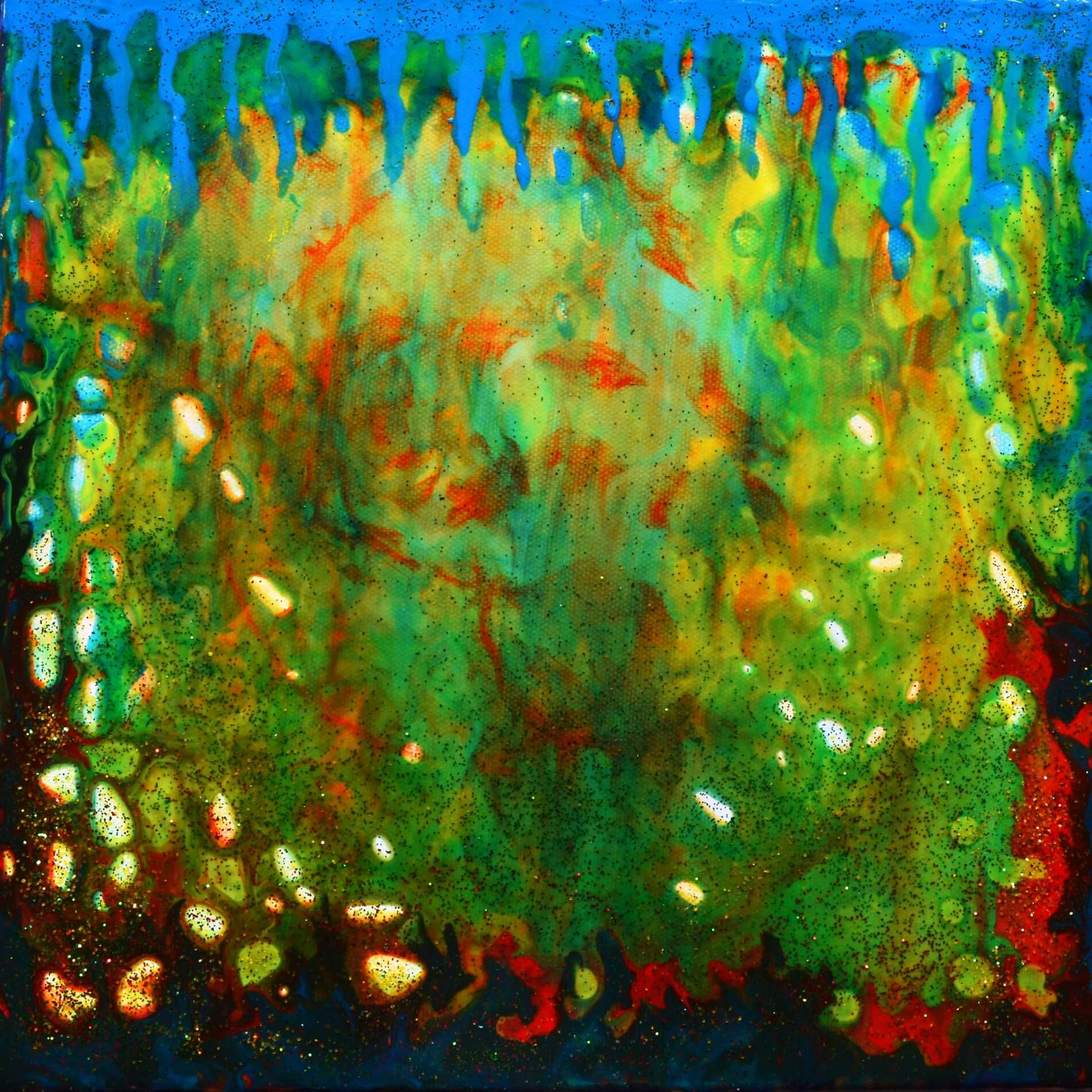 GLITTERING CORAL COLORFUL ABSTRACT PAINTING