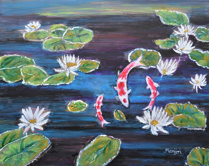 KOI IN LILLY POND