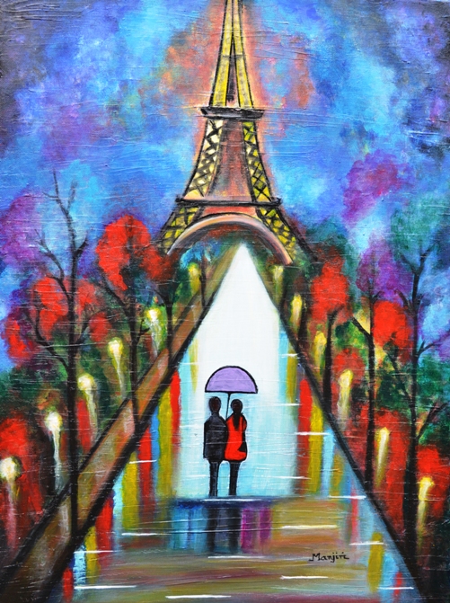 LOVE IN PARIS ROMANTIC PAINTING VALENTINE GIFT