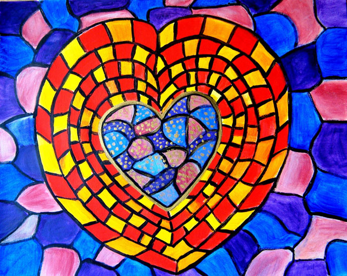 MOSAIC HEART ABSTRACT PAINTING GIFT FOR VALENTINE