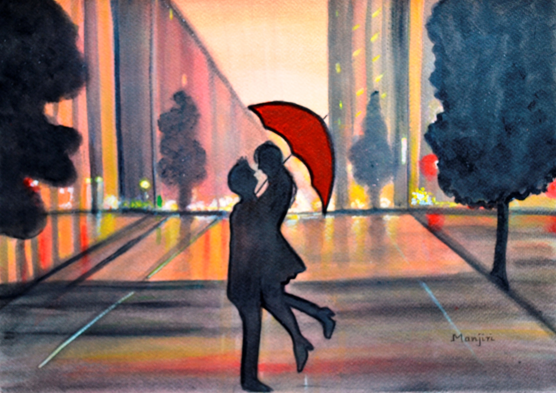Romance in the city romantic painting gift art on sale
