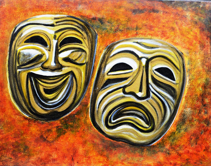 THE MASKS ABSTRACT PAINTING ON CANVAS